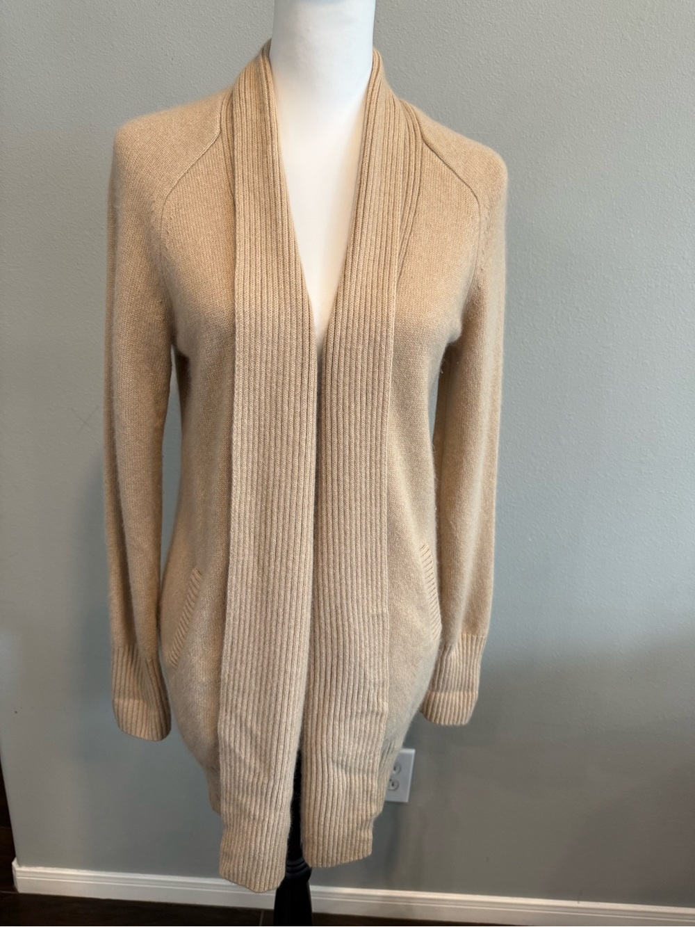 Banana Republic Cashmere Open-Front Rib Trim Cardigan Sweater XS